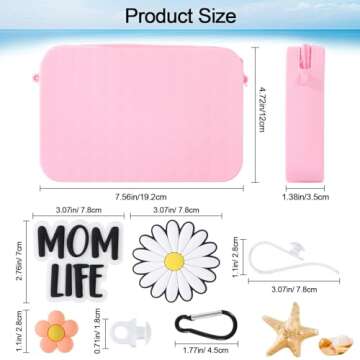 DSLONG Bogg Bag Accessories Silicone Phone Holder for Bogg Bag, Flowers and MOM LIFE Themed Rubber D...