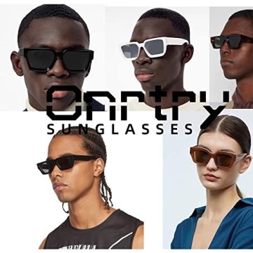 Onrtry Stylish Rectangle Sunglasses with UV400 Protection