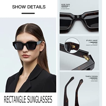Onrtry Stylish Rectangle Sunglasses with UV400 Protection