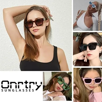 Onrtry Stylish Rectangle Sunglasses with UV400 Protection