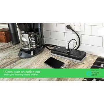 APC Smart Plug Wi-Fi Power Strip with USB Ports, PH6U4X32, 3 Smart Plugs that Work with Alexa, 6 Outlets Total, 2160 Joule Surge Protector Black