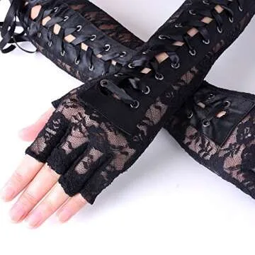 Stylish JISEN Women Nylon Elbow Lace-up Gloves for All Occasions