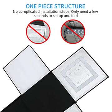 ShowMaven Photo Light Box, Portable Folding Photography Studio Box Booth Shooting Tent Kit with 5 Backdrops & Phone Holder & Tripod Stand for Photography