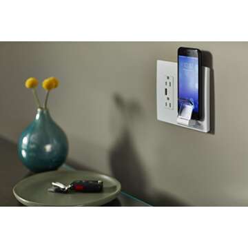 Legrand radiant RWC826USBWCCV2 Wireless USB Charger with 15 Amp Tamper Resistant Outlets and Type A USB Charging Port, for All Qi Enabled Smartphones, White (1 Count)