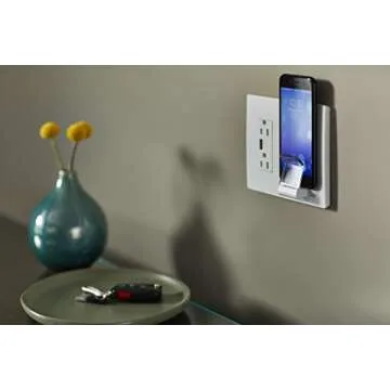 Legrand radiant RWC826USBWCCV2 Wireless USB Charger with 15 Amp Tamper Resistant Outlets and Type A USB Charging Port, for All Qi Enabled Smartphones, White (1 Count)