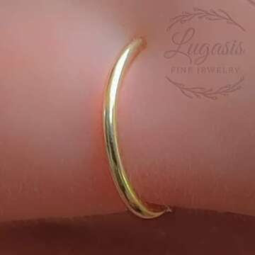 CLIP ON Fake Nose Ring - No piercing Needed - Gold Faux Clip On Nose Piercing rings - 14K Gold Fille...