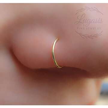 CLIP ON Fake Nose Ring - No piercing Needed - Gold Faux Clip On Nose Piercing rings - 14K Gold Filled fake Nose Hoop