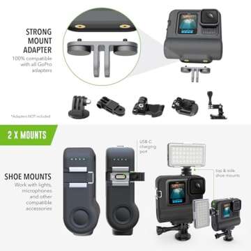 Re-Fuel 9 Hour Action Pack Extended Battery for GoPro Hero 13 12 11 10 9 Black, Waterproof 33ft Dustproof Rechargeable Power Bank (6 Hours 4K Recording) Pass Through Power, All Weather Backup Battery