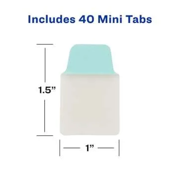 Avery Mini Ultra Tabs, 1" x 1.5", 2-Side Writable, Assorted Pastel Colors, 40 Repositionable Tabs (74761)