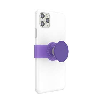 PopSockets: PopGrip Slide Non-Adhesive Phone Grip & Stand with a Swappable Top for iPhone 11 Pro Max Silicone Case - Fierce Violet