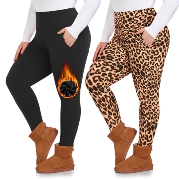 Plus Size Fleece-Lined Leggings with Pockets - 1X-4X