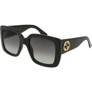 Gucci Black Square Sunglasses - Size 53mm