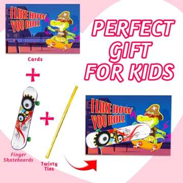 Fun 28PCS Finger Skateboards and Valentine Cards Set