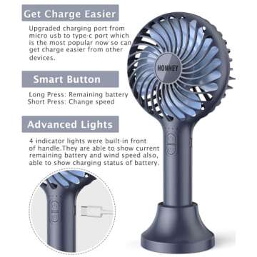 HonHey Handheld Mini Fan - USB Rechargeable & Portable