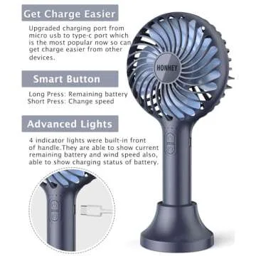 HonHey Handheld Mini Fan - USB Rechargeable & Portable