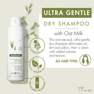 Klorane - Dry Shampoo Powder With Oat Milk - Eco Friendly Non-Aerosol Formula - Gentle Formula Instantly Revives Hair - Paraben & Sulfate-Free - 1.7 fl. oz., Yellow