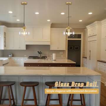 KoKo&Yukina 10" Globe Pendant Light Gold Mid Century Pendant Light Glass Globe Pendant Light Mid Cen...