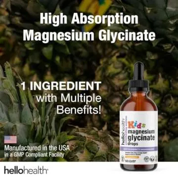 Kids Magnesium Glycinate Liquid Drops – Sugar Free Liquid Magnesium Drops, Happy Calm for Kids Calming Supplement Complex – Magnesium for Children & Nighttime Sleep, Pineapple Flavor 2 Fl Oz.