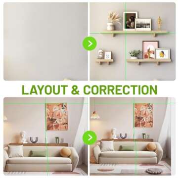 HUEPAR Laser Level, 100ft Self-Leveling Green Cross Line Laser for Picture Hanging, Tile, Decoration & DIY Indoor Construction – 360° Magnetic Base & Battery Included