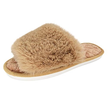 Stylish HUMIWA Women's Fuzzy Fur Flat Slippers for Comfort