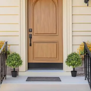 I.C.ELAINE 27" Faux Boxwood Plants Indoor & Outdoor Set of 2, UV-Resistant Topiary Trees Artificial Bushes & Shrubs, Fake Potted Plants Evergreen for Planters Front Porch Patio Decor