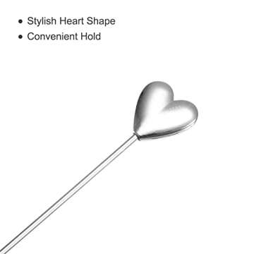 Stainless Steel Cocktail Picks - 5Pcs Reusable Heart Shape Skewers