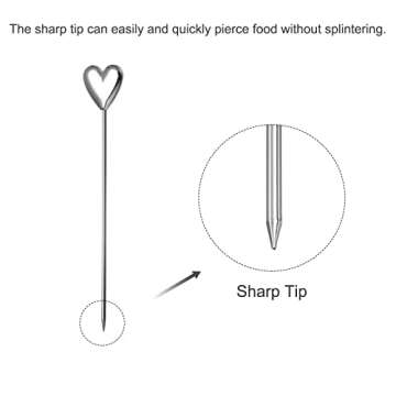 Stainless Steel Cocktail Picks - 5Pcs Reusable Heart Shape Skewers
