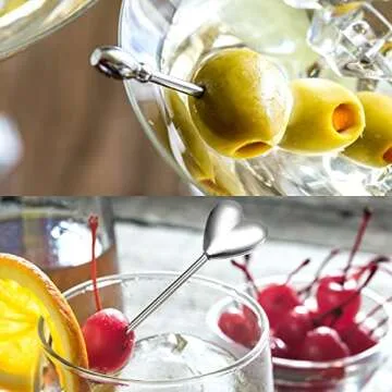 Stainless Steel Cocktail Picks - 5Pcs Reusable Heart Shape Skewers