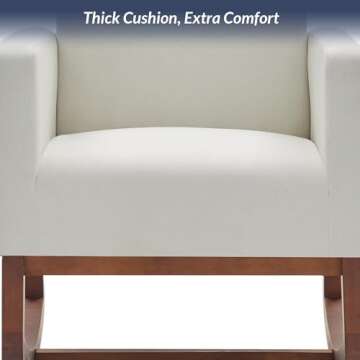 BELLEZE Modern Rocking Chair, Nursery Glider Rocker with Comfortable Padded Seat Solid Wood Base, Fabric Upholstery Arm Chair for Living Room Bedroom Baby Room - Felix (White)