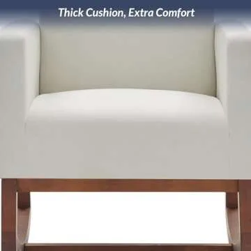 BELLEZE Modern Rocking Chair, Nursery Glider Rocker with Comfortable Padded Seat Solid Wood Base, Fabric Upholstery Arm Chair for Living Room Bedroom Baby Room - Felix (White)