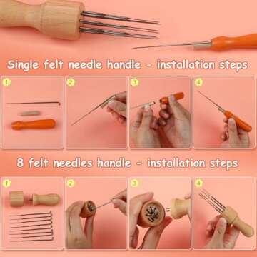 QMNNMA 241 Pcs Needle Felting Kit - Complete Needle Felting Tools and Supplies with Felt Wool 50 Colors, Felt Molds, High Density Foam Pad Storage Box for DIY Craft Animal Home Decoration