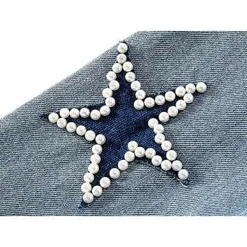 Kedera Women Star Pearls Beading Denim Jacket - Trendy Style
