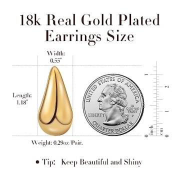Chunky Gold Earrings, 18K Plated Hypoallergenic Jewelry