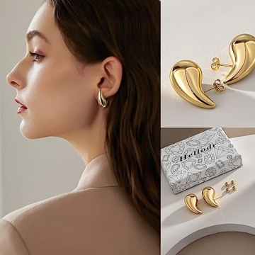 Chunky Gold Earrings, 18K Plated Hypoallergenic Jewelry