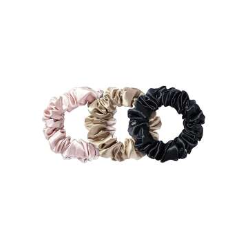 Luxury Silk Scrunchies Set - Black, Pink, Caramel