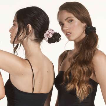 Luxury Silk Scrunchies Set - Black, Pink, Caramel