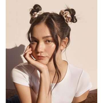 Luxury Silk Scrunchies Set - Black, Pink, Caramel