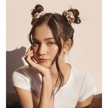 Luxury Silk Scrunchies Set - Black, Pink, Caramel