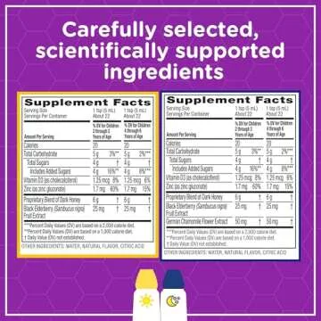 Zarbee's Kids Cough + Immune Day/Night Value Pack for Children 2-6 with Dark Honey, Vitamin D & Zinc, #1 Pediatrician Recommended, Drug & Alcohol-Free, Mixed Berry Flavor, 4 FL Oz, 2 Pack