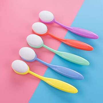 Craft Ink Blending Brushes 5 Colorful Pack Set Broad Application Assortment Crafter color coded handles(Rainbow 3)