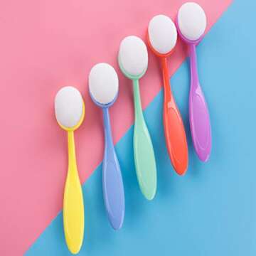 Craft Ink Blending Brushes 5 Colorful Pack Set Broad Application Assortment Crafter color coded handles(Rainbow 3)