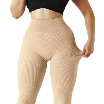 SUUKSESS High Waisted Ribbed Leggings for Women