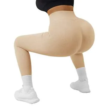 SUUKSESS High Waisted Ribbed Leggings for Women