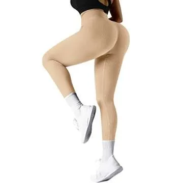 SUUKSESS High Waisted Ribbed Leggings for Women