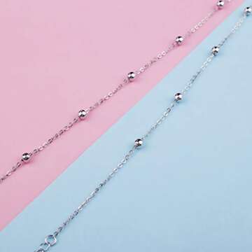 VENSERI 925 Sterling Silver Jewelry Choker Necklace Thin Bead Ball Necklace Ball Choker Necklace Ball Necklace for Women