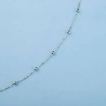 VENSERI 925 Sterling Silver Jewelry Choker Necklace Thin Bead Ball Necklace Ball Choker Necklace Ball Necklace for Women