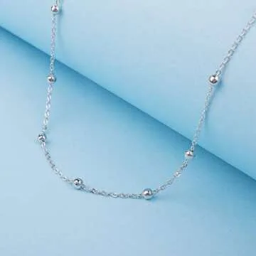 VENSERI 925 Sterling Silver Jewelry Choker Necklace Thin Bead Ball Necklace Ball Choker Necklace Ball Necklace for Women