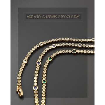 KZZENKI Tennis Bracelets for Women, 3mm Gold and Green Cubic Zirconia Bracelet Gold Jewelry for Women