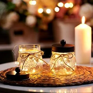 SheeChung 2 Pack Qtip Holder Bathroom Set - Bathroom Jars, Cotton Swab Holders, Bathroom Containers Set, Bathroom Decor, Bathroom Accessories for Cotton Balls, Floss Pick, Cotton Round Pads - Bronze