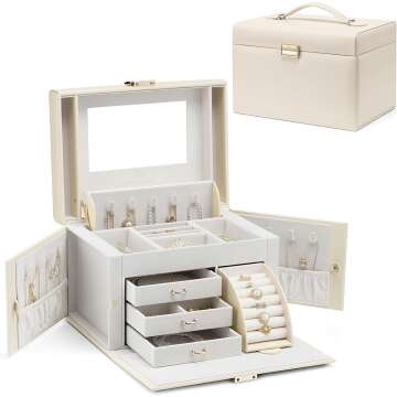 Vlando Large Jewelry Box Organizer with Mirror